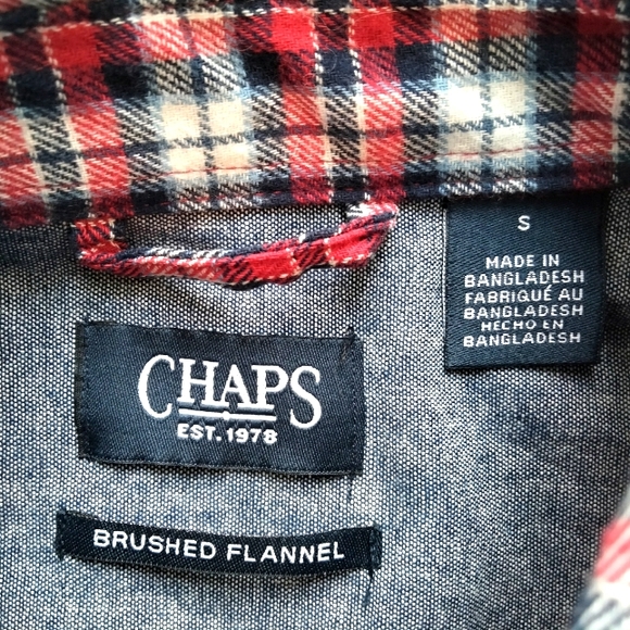 NWT S Chaps Red Brushed Flannel Button Up Shirt - Picture 4 of 11